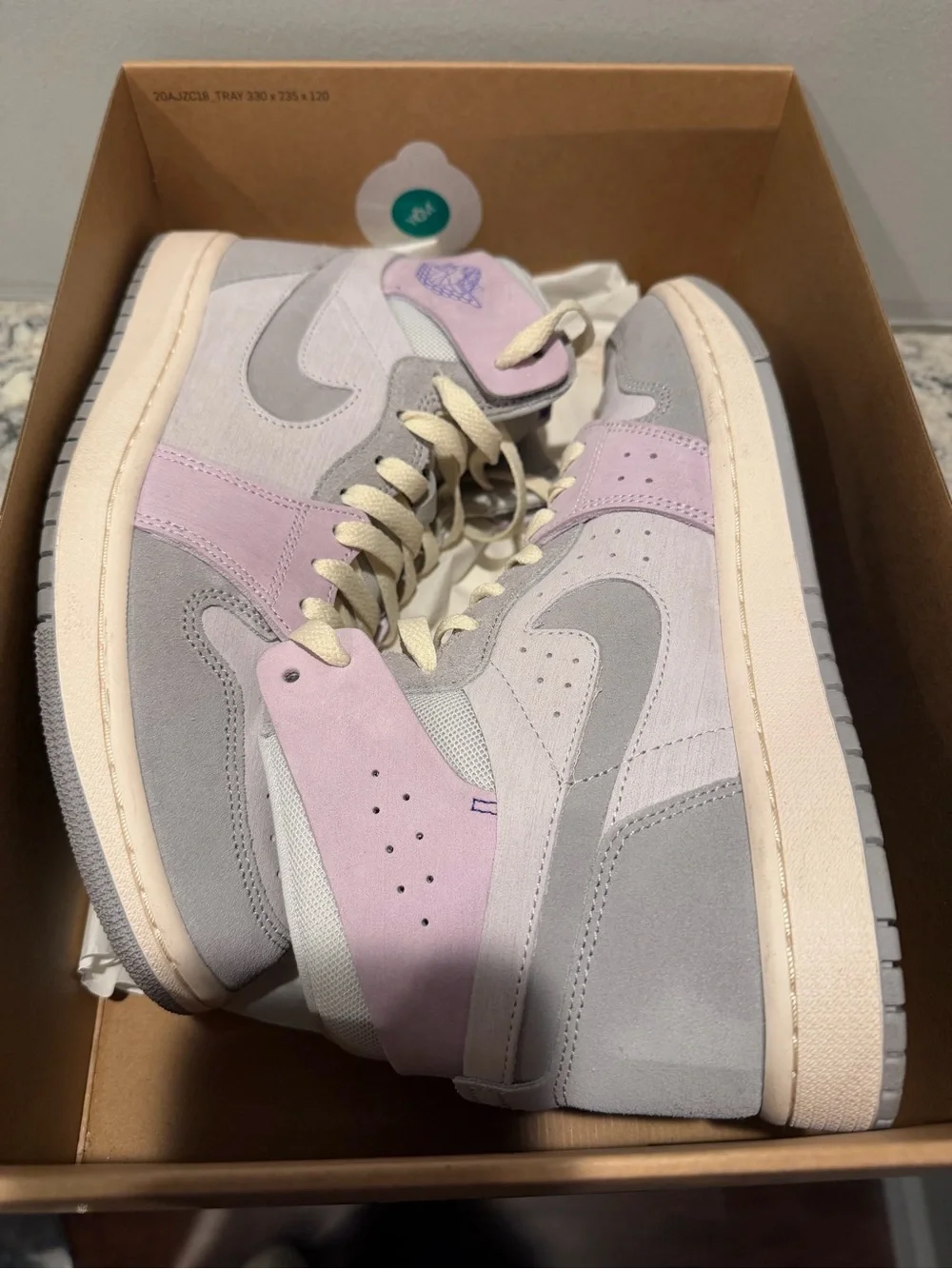 Jordan Women’s Mid Top Sneakers in Light Gray & Lavender - Picture 10 of 13